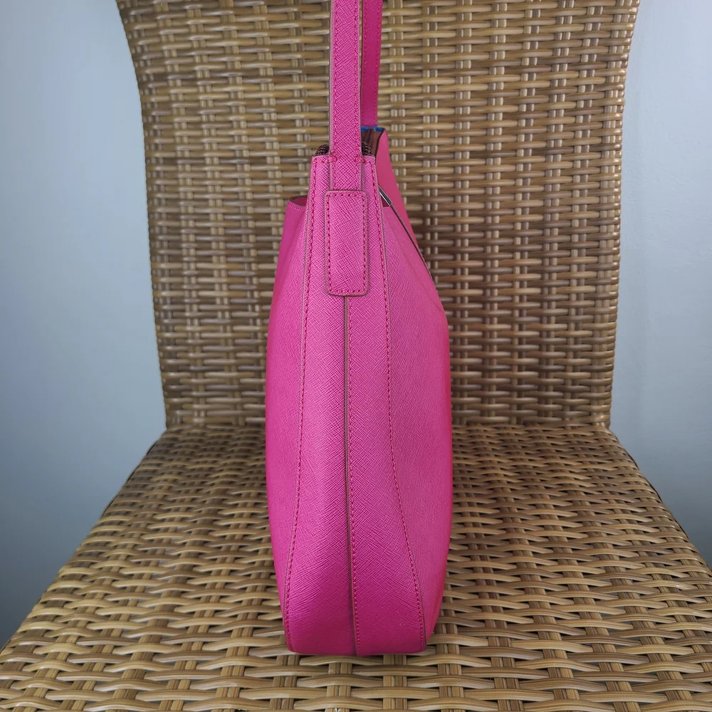 Hobo International Pink Saffiano Leather Shoulder Bag Purse - Picture 6 of 16